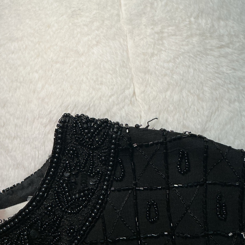 Vintage Black Beaded Short Sleeve Women's Top - Picture 10 of 12